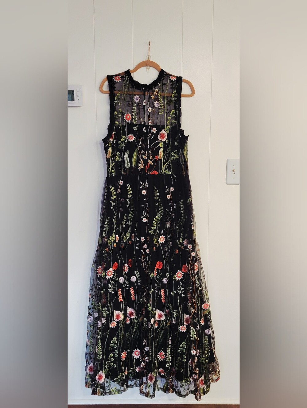 City Studio Black Maxi Dress with Multicolor Floral Embroidery - Picture 7 of 14